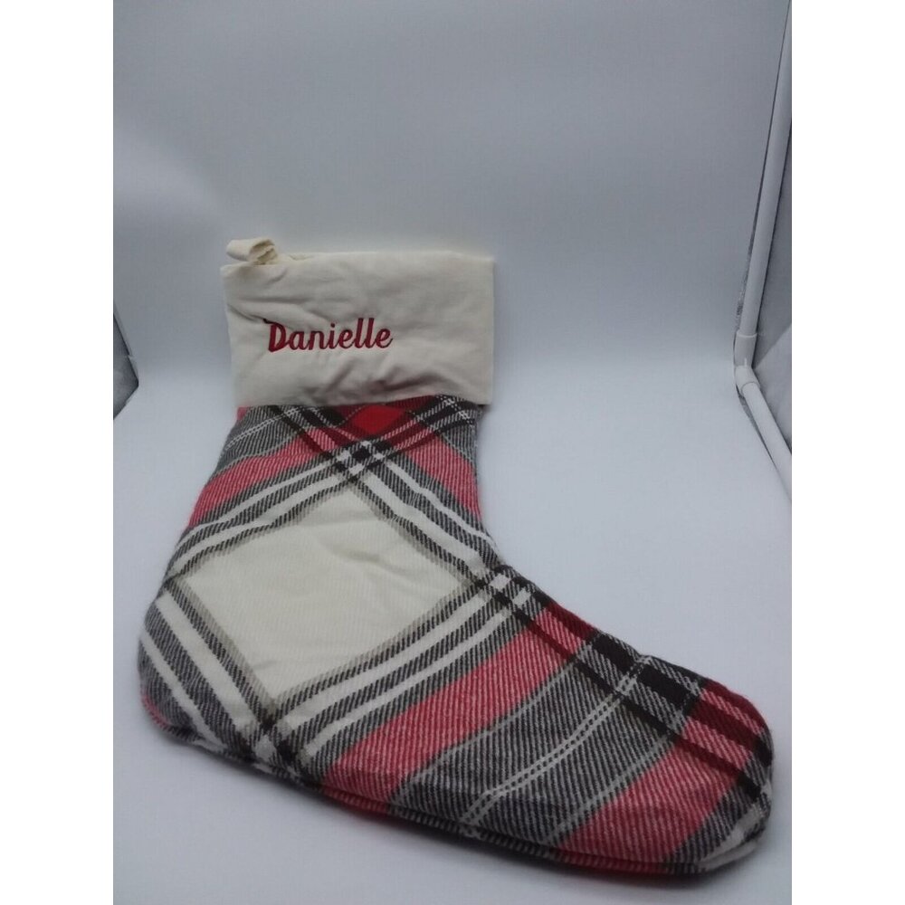Pottery Barn Danielle Hamilton Plaid Christmas Holiday Stocking Xmas
